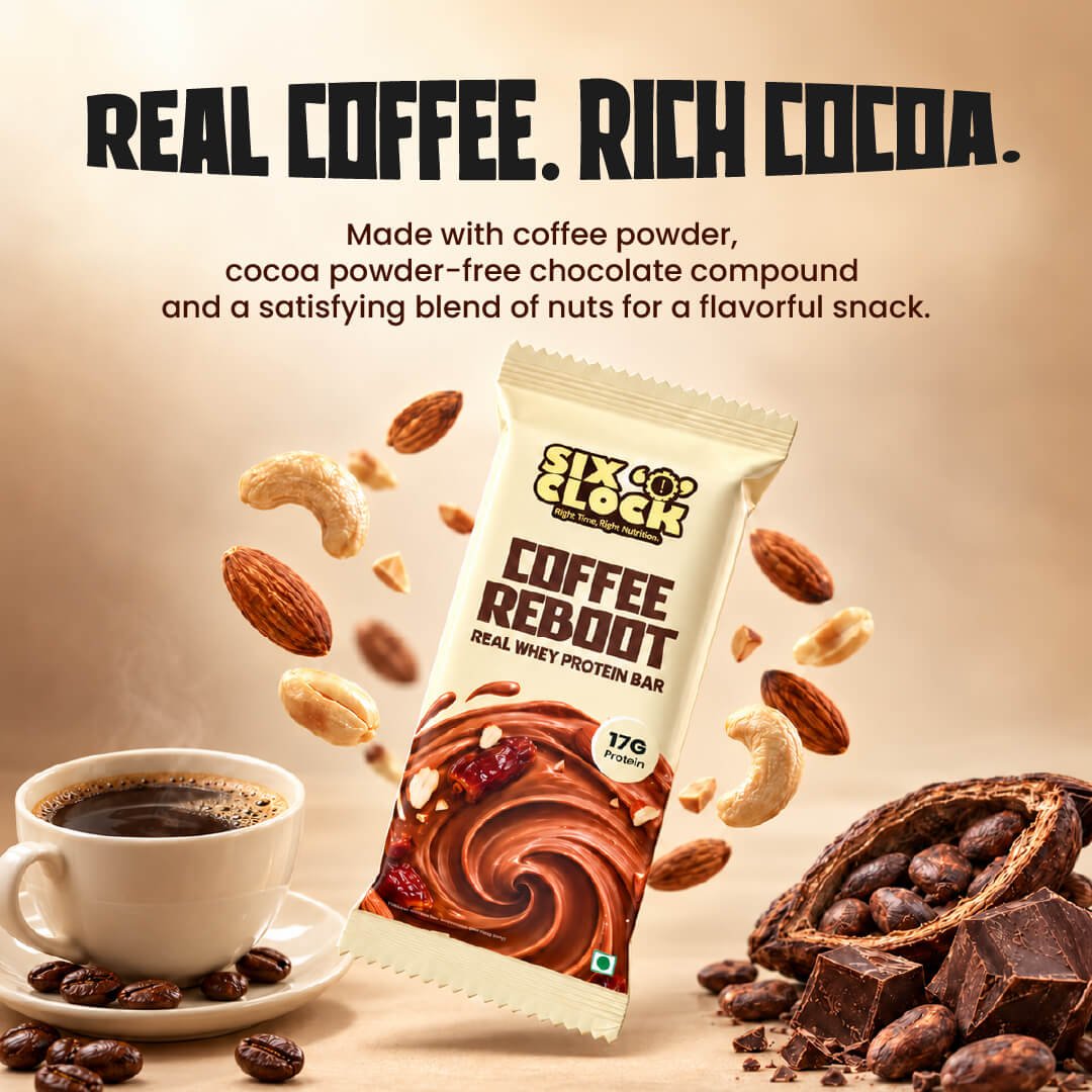 SIX O’CLOCK Coffee Reboot Real Whey Protein Bar